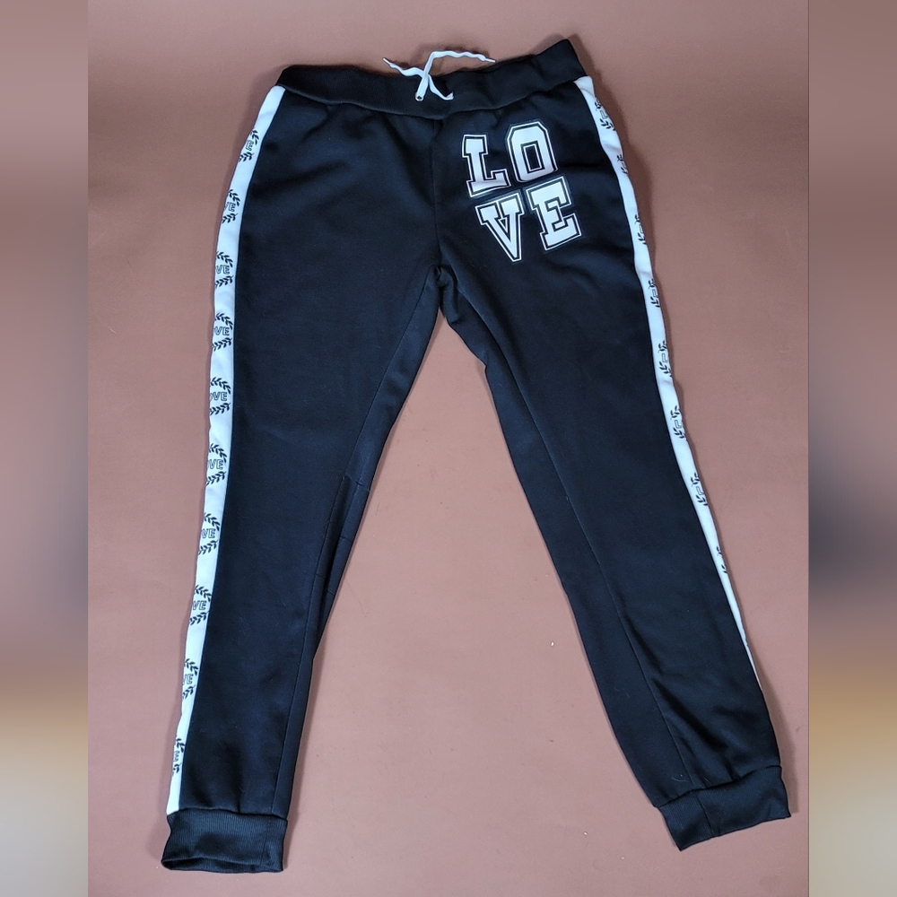 Love Black Joggers with White Accents